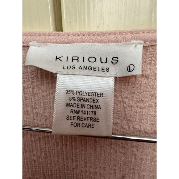 Kirious Los Angeles Pink Cropped Crinkle Long Sleeve Babydoll Peasant Top SIZE L - Picture 5 of 6